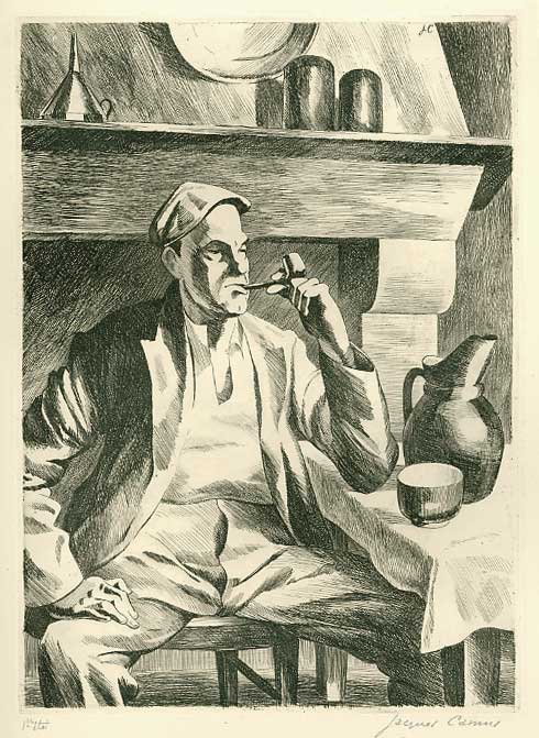 L'homme  la pipe / Circa 1940 par CAMUS Jacques  * Cliquer pour agrandir / Click for enlarge