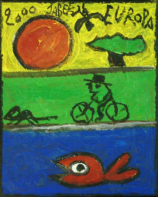 Le cycliste  la lune rouge / 2007 par JABER al-Mahjoub  * Cliquer pour agrandir / Click for enlarge