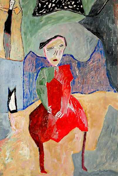 Femme  la robe rouge 2004 par LARUS Eliane  * Cliquer pour agrandir / Click for enlarge