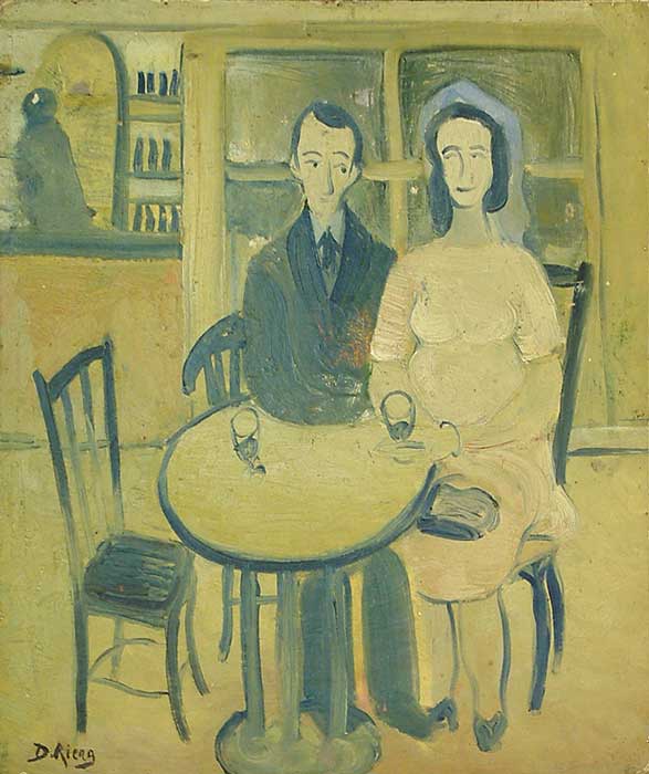 Couple au caf / 1944 par RIERA DIAMANTINO, dit Diamantino * Cliquer pour voir l'image en grand