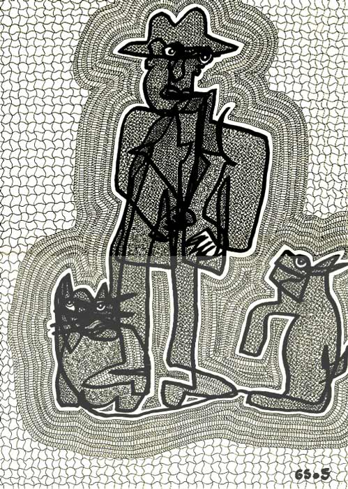 Homme entre chien et chat / 2005 par SENDREY Grard  * Cliquer pour agrandir / Click for enlarge