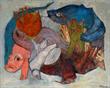 Composition au lapin vert / 1985 par BESSER Ad�le  * Cliquer pour agrandir / Click for enlarge