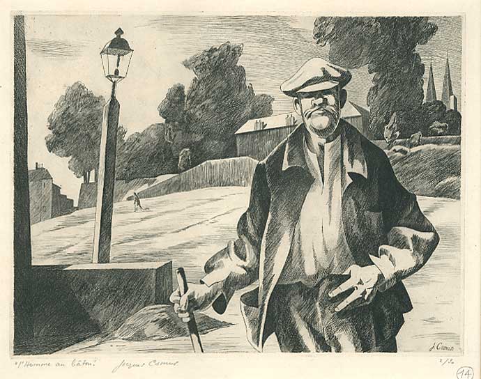 L'homme au bâton / Circa 1940 par CAMUS Jacques  * Cliquer pour agrandir / Click for enlarge