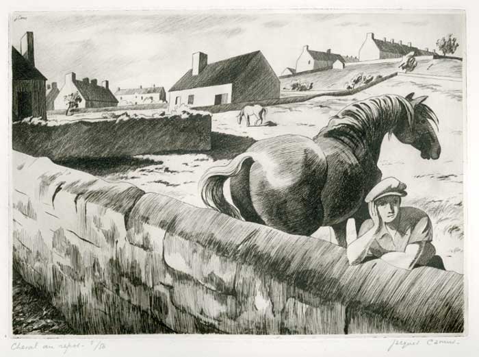 Cheval au repos/ 1942 par CAMUS Jacques  * Cliquer pour agrandir / Click for enlarge