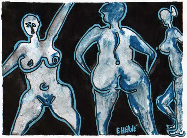 Trio bleu dfonc / 2012 par HERVE Evelyne * Cliquer pour voir l'image en grand