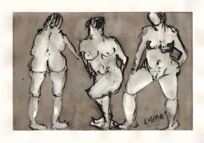 Trois en gris majeur / 2012 par HERVE Evelyne  * Cliquer pour agrandir / Click for enlarge