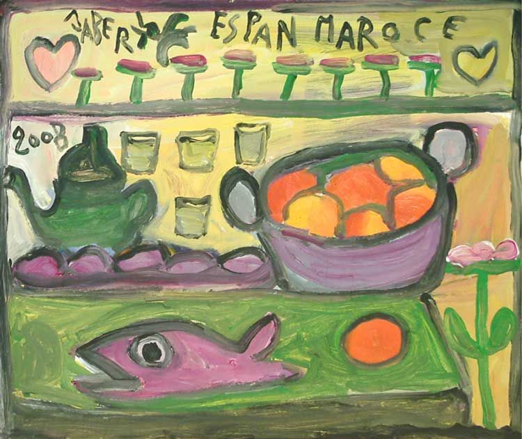 Nature morte au poisson / 2009 par JABER al-Mahjoub  * Cliquer pour agrandir / Click for enlarge