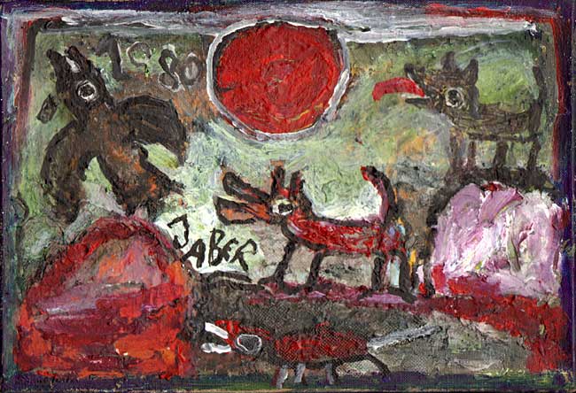 Le loup et l'oiseau / 1980 par JABER al-Mahjoub  * Cliquer pour agrandir / Click for enlarge