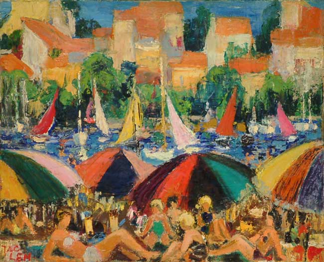 JAC LEM (Lemonnier Joseph) : Les parasols  * Cliquer pour voir l'image en grand