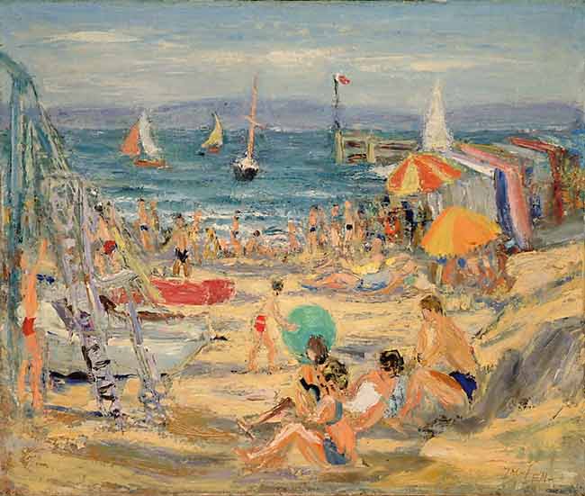 La plage d'Arcachon /1960 par JAC LEM (Lemonnier Joseph)  * Cliquer pour agrandir / Click for enlarge