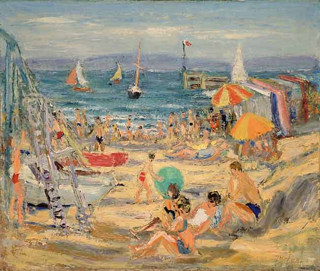 JAC LEM (Lemonnier Joseph) : La plage d'Arcachon /1960 | Cliquer ici pour revenir à la page précédente