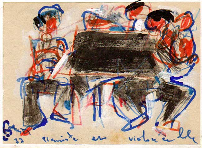 Pianiste et violoncelle / 1977 par PARENT-SAURAT Claude  * Cliquer pour agrandir / Click for enlarge