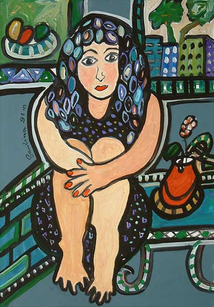 Jeune femme assise / 1991 par PAULINA  Laks Eizirikest  * Cliquer pour agrandir / Click for enlarge