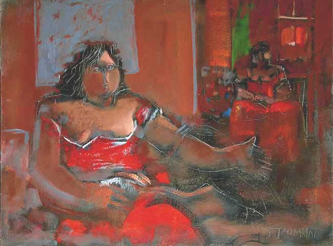 POMMOT Jol  : Odalisque rouge * Cliquer pour voir l'image en grand