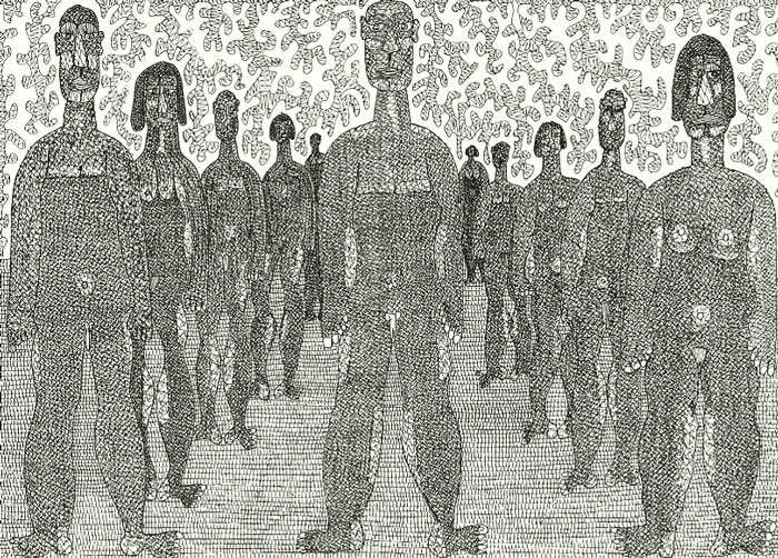 Foule en perspective / 2007 par SENDREY Grard  * Cliquer pour agrandir / Click for enlarge