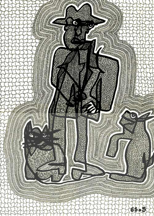 SENDREY Grard : Homme entre chien et chat / 2005 * Cliquer pour voir l'image en grand